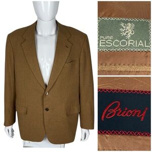 Brioni Mens 44 R Blazer Brown Wool Pure Escorial Made In Italy Casual 48” Chest